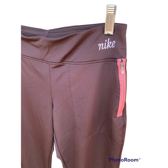 Vintage Nike Brown Pink Training Pants Women’s Size Small S Y2K Stretchy Warm Up - Picture 2 of 9